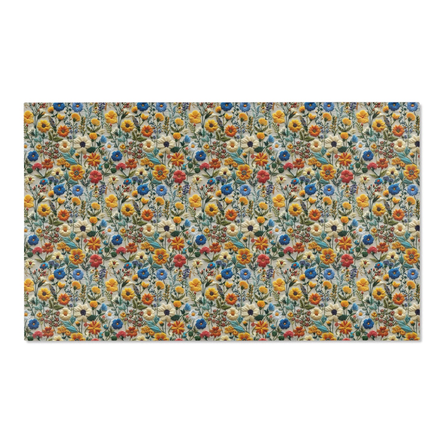 Floral Area Rug Carpet, Faux Embroidery Washable American Living Room Floor Indoor Outdoor 2x3 4x6 3x5 Kitchen Nursery Accent Bedroom Mat