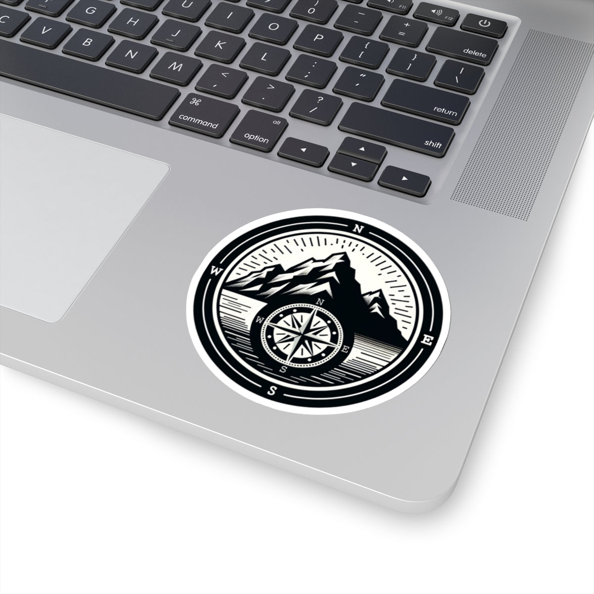 Compass Mountain Sticker Decal, Car Bumper Navigation Art Vinyl Laptop Cute Waterbottle Tumbler Waterproof Clear Aesthetic