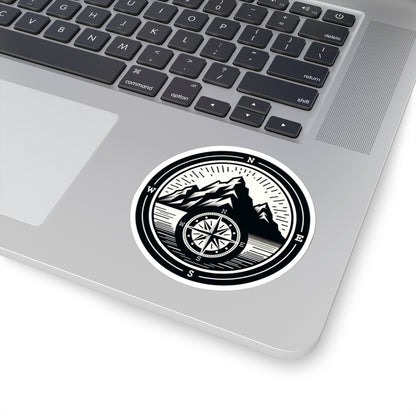 Compass Mountain Sticker Decal, Car Bumper Navigation Art Vinyl Laptop Cute Waterbottle Tumbler Waterproof Clear Aesthetic