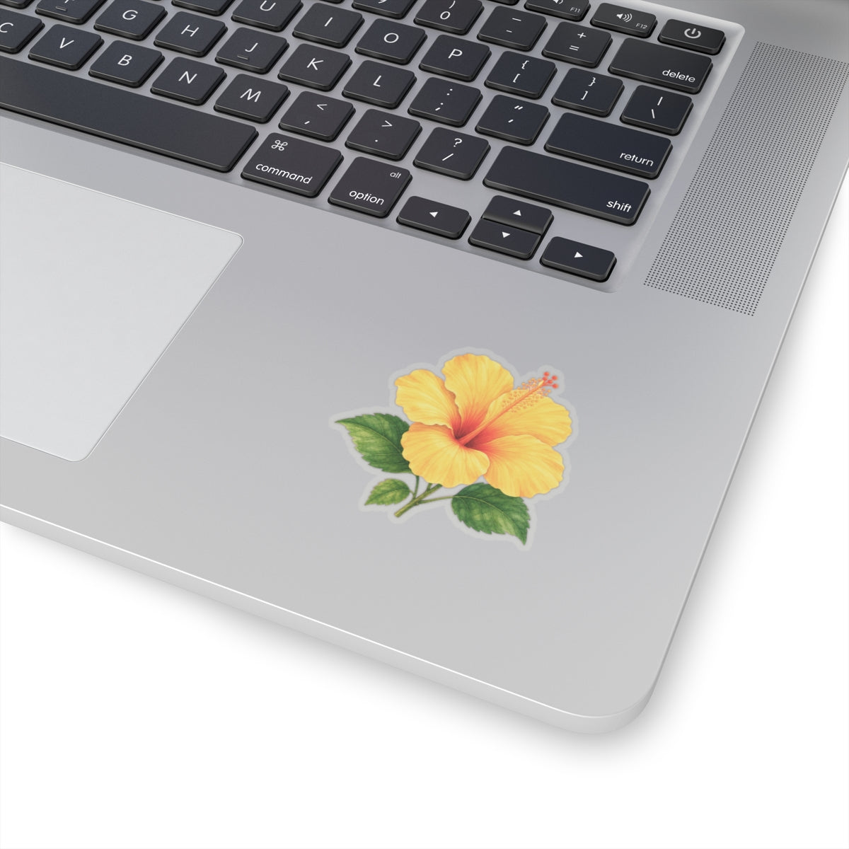 Yellow Hibiscus Flower Sticker Decal, Blossom Floral Watercolor Art Vinyl Cute Waterbottle Tumbler Car Waterproof Bumper Clear Die Cut Wall - Starcove Fashion