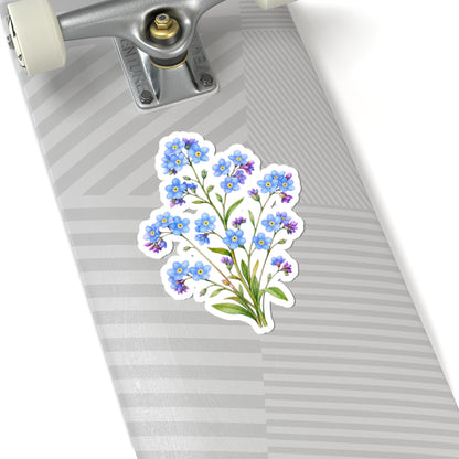 Blue Forget Me Not Flower Sticker Decal, Floral Watercolor Art Vinyl Cute Waterbottle Tumbler Car Waterproof Bumper Clear Die Cut Wall - Starcove Fashion