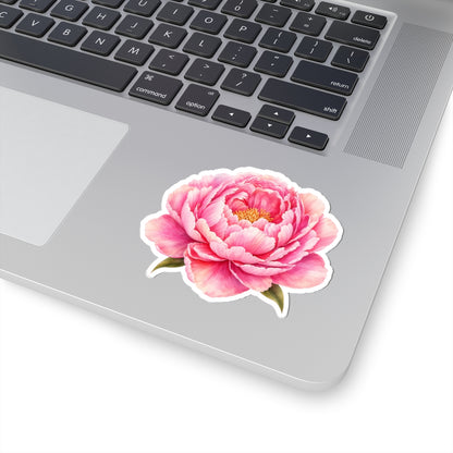 Pink Peony Flower Sticker Decal, Blossom Floral Watercolor Art Vinyl Cute Waterbottle Tumbler Car Waterproof Bumper Clear Die Cut Wall - Starcove Fashion