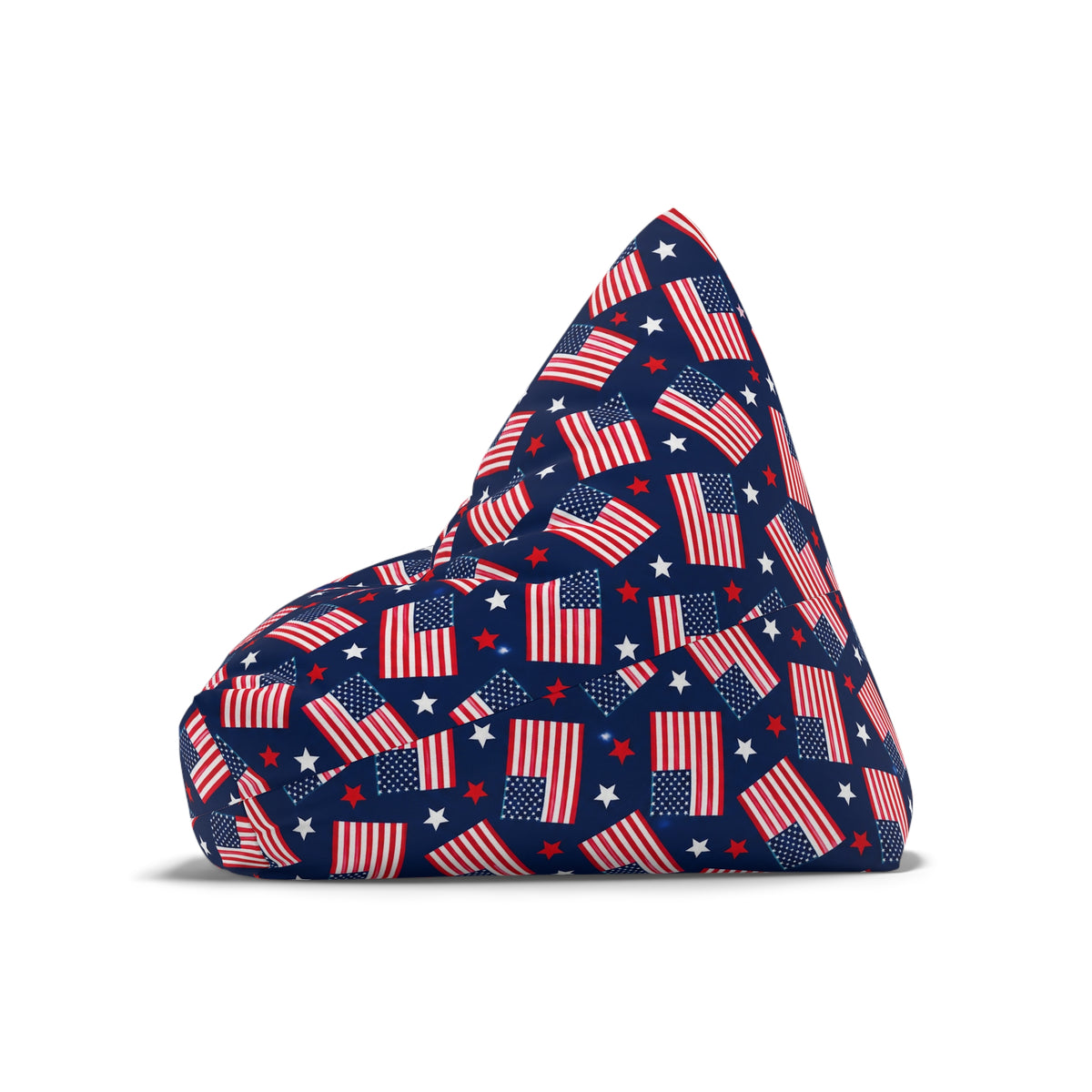 American Flag Bean Bag Chair Cover, Patriotic USA Stars and Stripes Washable Triangle Furniture Small Large Adult Children Kids Sofa Dorm