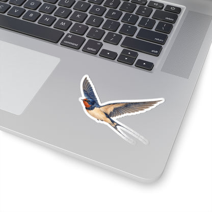Barn Swallow Bird Sticker Decal, Blue Flying Birdwatcher Watercolor Art Vinyl Laptop Waterbottle Tumbler Car Waterproof Bumper Clear Die Cut
