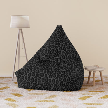 Black Leopard Bean Bag Chair Cover, Grey Animal Washable Triangle Small Large Adult Children Kids Sofa Apartment Dorm Decor Unfilled Sack