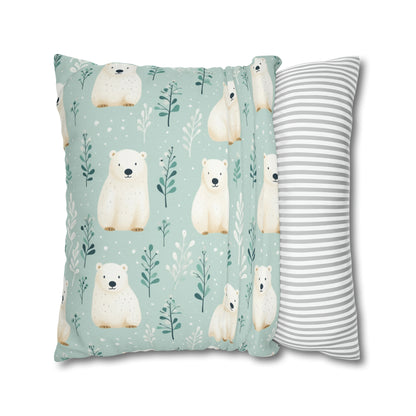 Polar Bear Pillow Case, Snowy Cute Animal Square Throw Decorative Cover Room Décor Floor Couch Cushion 20 x 20 Zipper Sofa Starcove Fashion