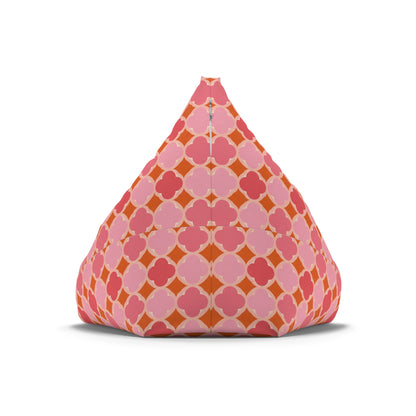 Pink Geometric Bean Bag Chair Cover, Petal Pastel Washable Triangle Furniture Small Large Adult Children Kids Playroom Apartment Dorm Decor