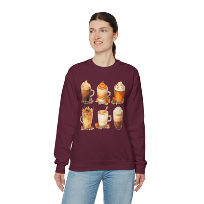 Fall Sweatshirt, Coffee Pumpkin Spice Autumn Graphic Crewneck Fleece Cotton Sweater Jumper Pullover Men Women Adult Aesthetic Designer Top Starcove Fashion