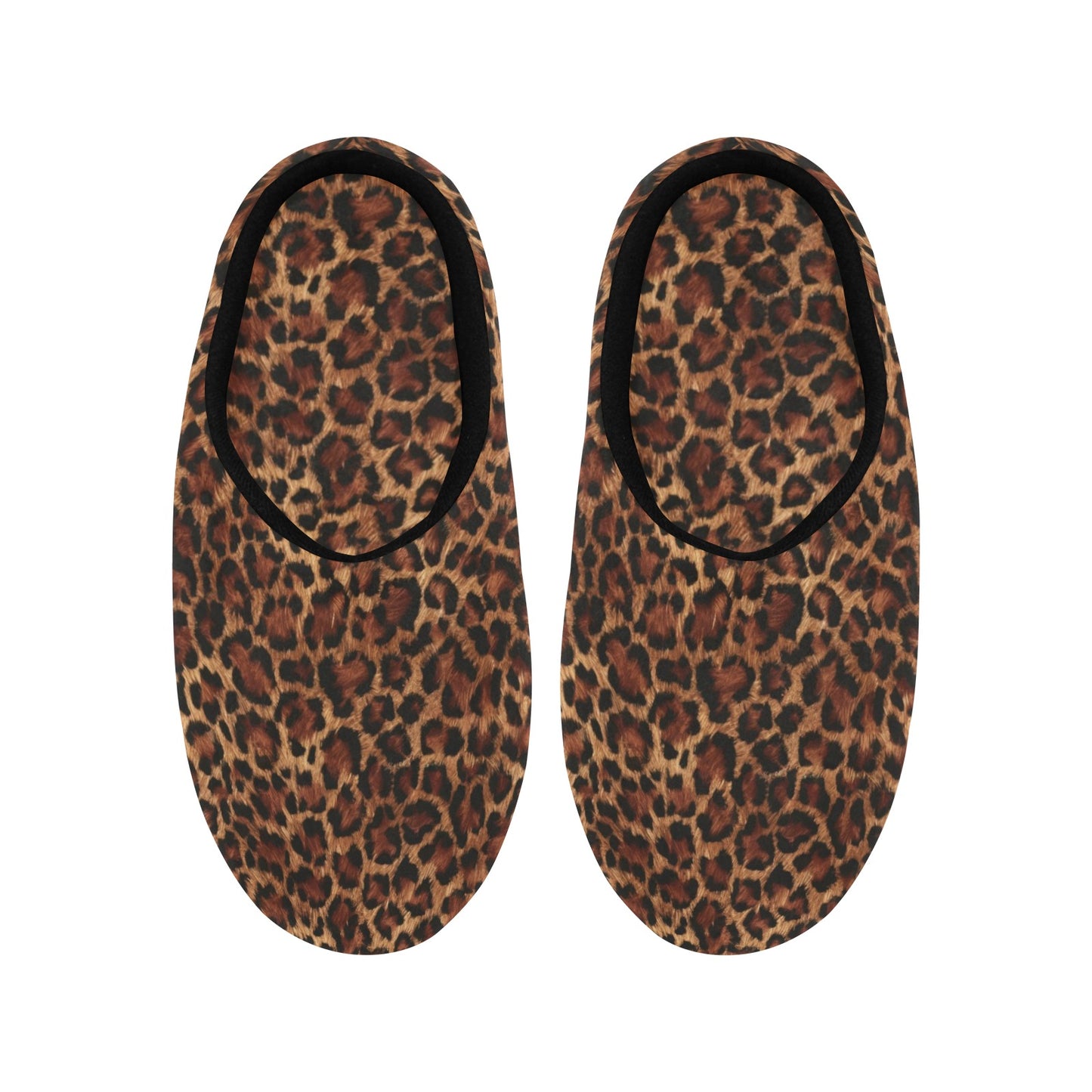 Leopard Women's Slippers, Brown Black Animal Print Leopard Ladies House Slide Handmade Bedroom Warm Winter Designer Slip On Cotton Shoes