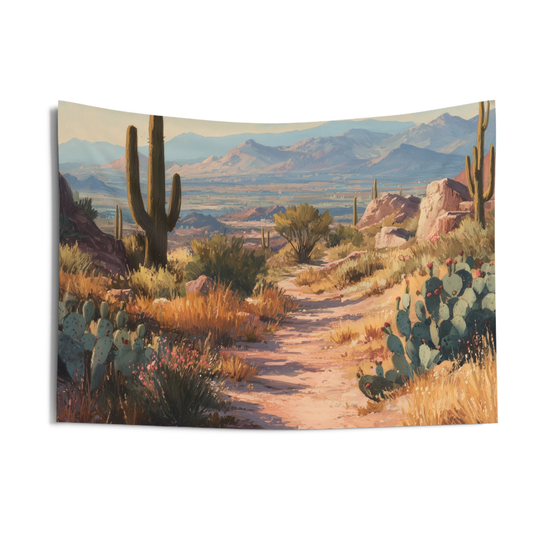 Desert Tapestry, Cactus Mountains Nature Wall Art Hanging Cool Unique Landscape Aesthetic Large Small Decor Bedroom College Dorm Room - Starcove Fashion