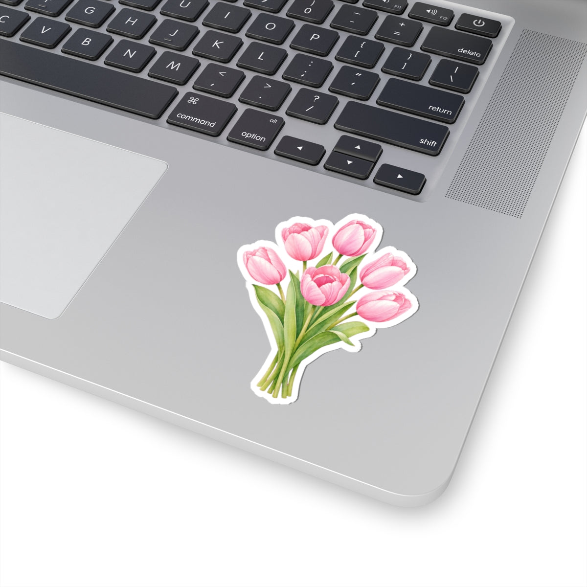 Pink Tulips Flower Sticker Decal, Bouquet Floral Watercolor Art Vinyl Cute Waterbottle Tumbler Car Waterproof Bumper Clear Die Cut Wall - Starcove Fashion