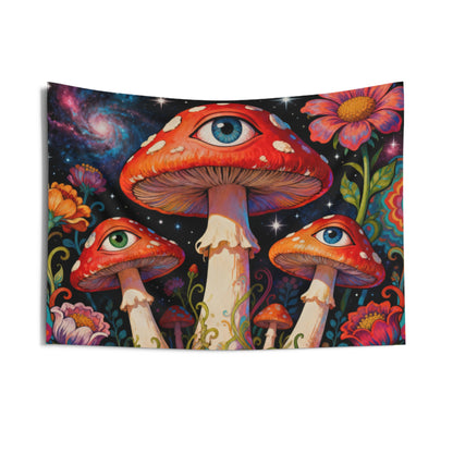 Psychedelic Mushroom Tapestry, Eye Nature Galaxy Wall Art Hanging Cool Unique Landscape Large Small Decor Bedroom College Dorm Room