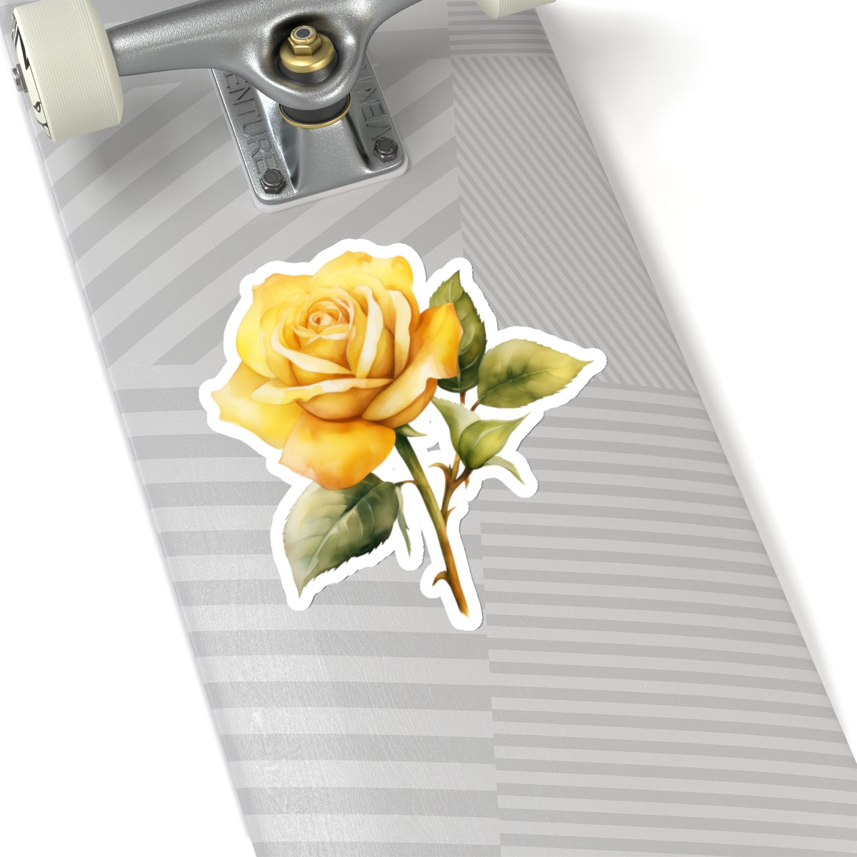 Yellow Rose Sticker Decal, Floral Flower Watercolor Art Vinyl Laptop Waterbottle Tumbler Car Waterproof Bumper Clear Aesthetic Wall