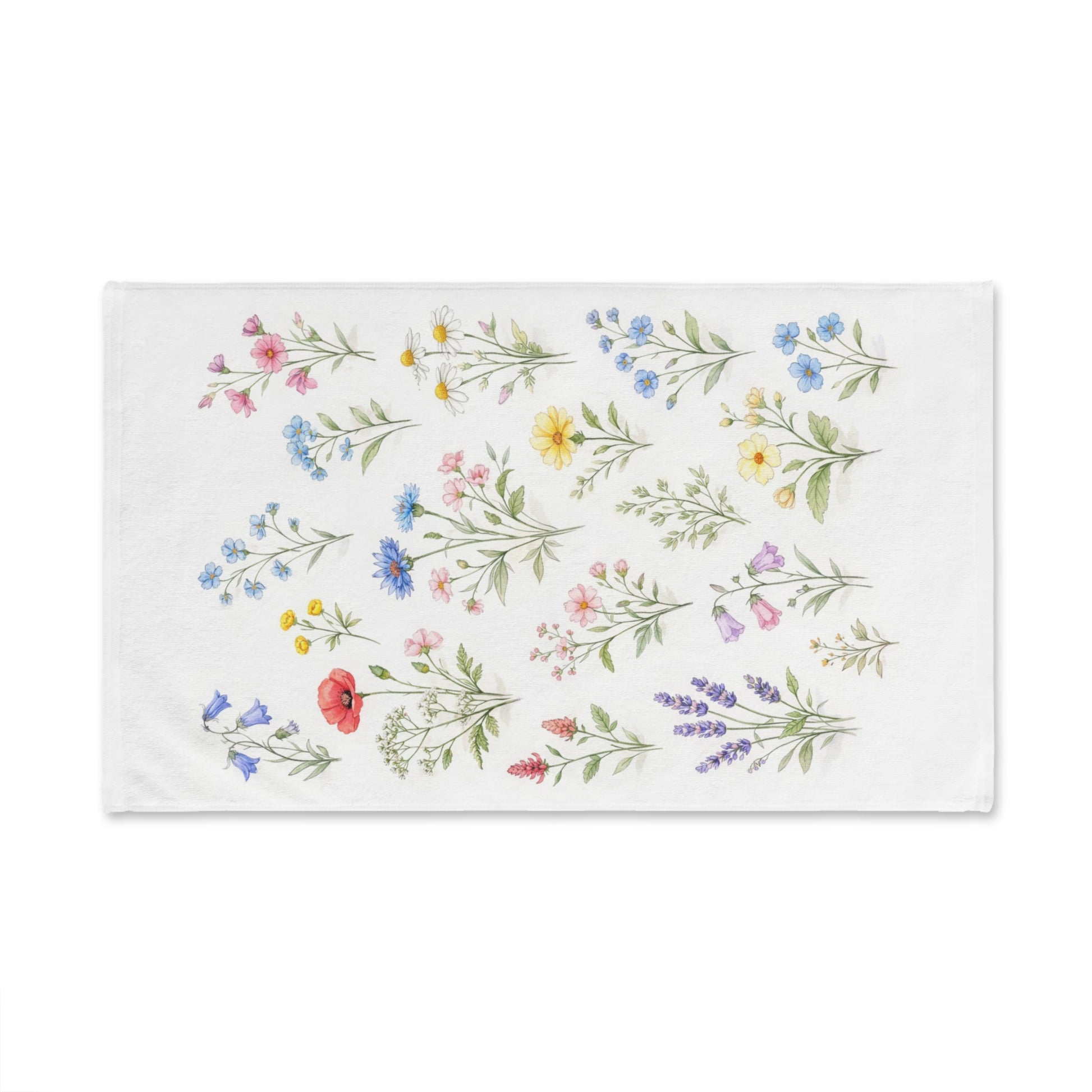 Wildflower Hand Towel, Flowers Botanical Floral Watercolor Guest Bath Softest Bathroom Spa Tea Cotton Kitchen Gift Her Women Sack Linen - Starcove Fashion