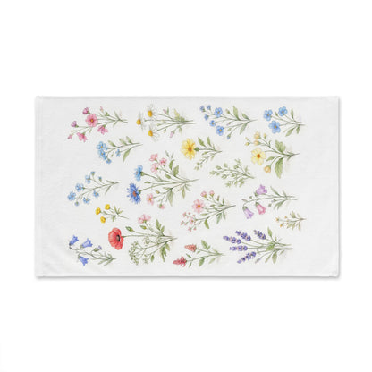 Wildflower Hand Towel, Flowers Botanical Floral Watercolor Guest Bath Softest Bathroom Spa Tea Cotton Kitchen Gift Her Women Sack Linen - Starcove Fashion