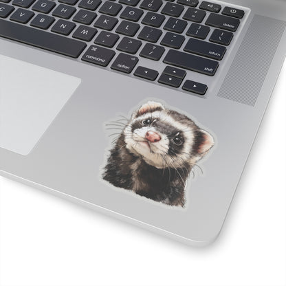 Ferret Sticker Decal, Watercolor Animal Wildlife Cute Art Vinyl Laptop Waterbottle Tumbler Car Waterproof Bumper 4x4 Clear Die Cut Wall