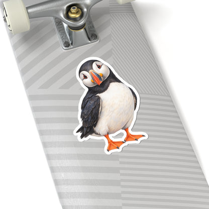 Atlantic Puffin Sticker Decal, Bird Seabird Watercolor Art Vinyl Laptop Cute Waterbottle Tumbler Car Waterproof Bumper 4x4 Clear Die Cut