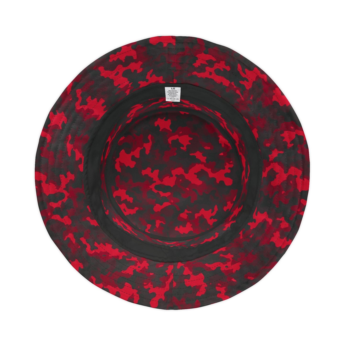 Red Camo Bucket Cap Hat, Black Camouflage Beach Women Men Kids Golf Summer Festival Cute Designer Sun Shade Ladies Small Large Guys