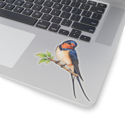 Barn Swallow Bird Sticker Decal, Blue Forked Tail Birdwatcher Watercolor Art Vinyl Laptop Waterbottle Tumbler Car Waterproof Bumper Clear