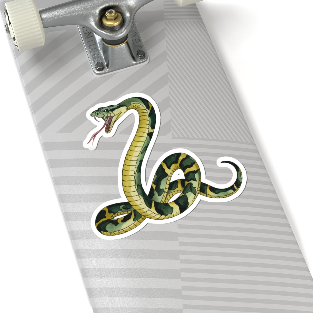 Snake Sticker Decal, Green Animal Reptile Watercolor Art Vinyl Laptop Cute Waterbottle Tumbler Car Waterproof Bumper Clear Die Cut Wall