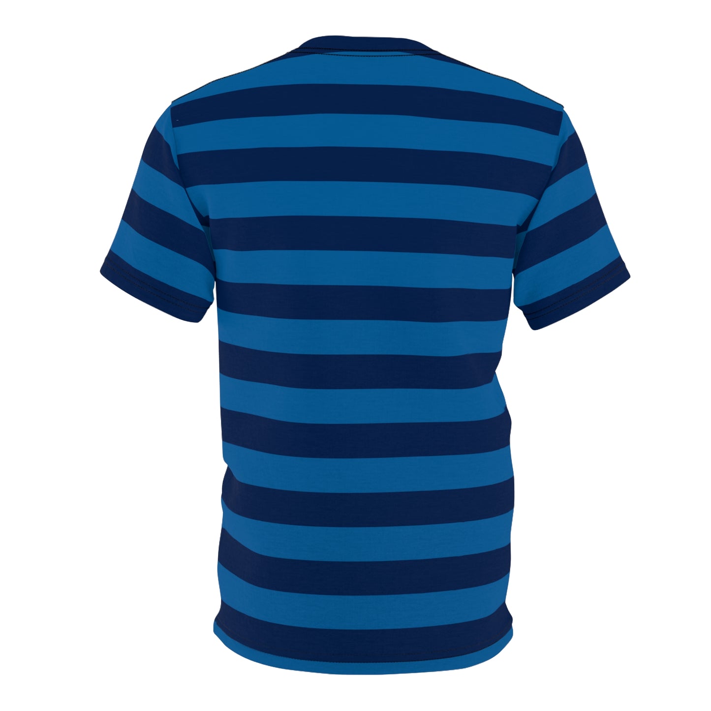 Light Blue and Dark Blue Striped Men T Shirt, Navy Vintage Wide Horizontal Stripes 90s Adult Unisex Designer Crewneck Guys Tee Gifts