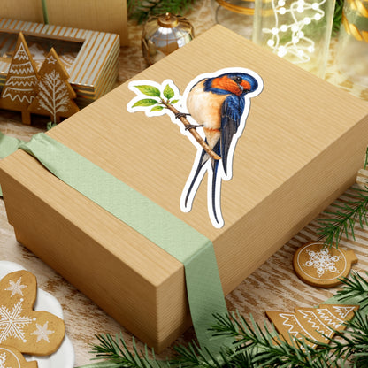Barn Swallow Bird Sticker Decal, Blue Forked Tail Birdwatcher Watercolor Art Vinyl Laptop Waterbottle Tumbler Car Waterproof Bumper Clear