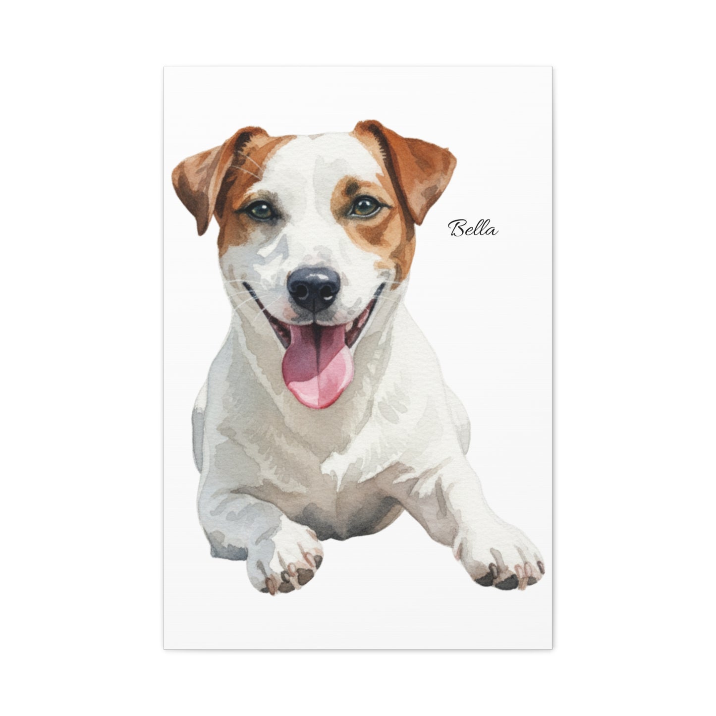 Custom Pet Portrait Canvas Gallery Wrap, Watercolor Painting Dog Cat Personalized Wall Art Print Artwork Small Large Hanging Vertical Poster
