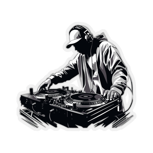 DJ Mixing Sticker Decal, Turntables EDM Music Art Vinyl Laptop Cute Waterbottle Tumbler Car Waterproof Bumper Clear Aesthetic Die Cut Wall Starcove Fashion