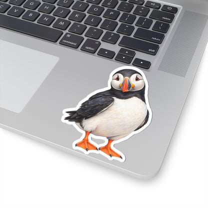Atlantic Puffin Sticker Decal, Bird Seabird Watercolor Art Vinyl Laptop Cute Waterbottle Tumbler Car Waterproof Bumper 4x4 Clear Die Cut