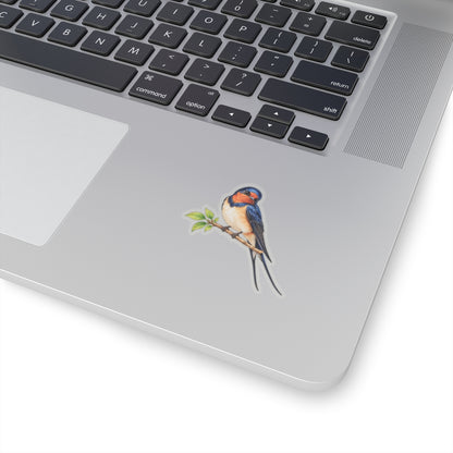 Barn Swallow Bird Sticker Decal, Blue Forked Tail Birdwatcher Watercolor Art Vinyl Laptop Waterbottle Tumbler Car Waterproof Bumper Clear