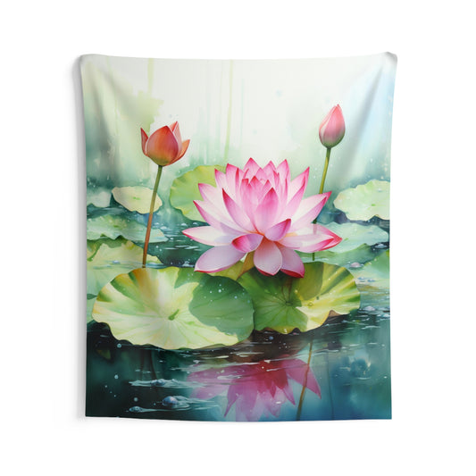 Lotus Flower Tapestry, Watercolor Bohemian Spiritual Wall Art Hanging Cool Unique Vertical Aesthetic Large Small Bedroom College Dorm Starcove Fashion
