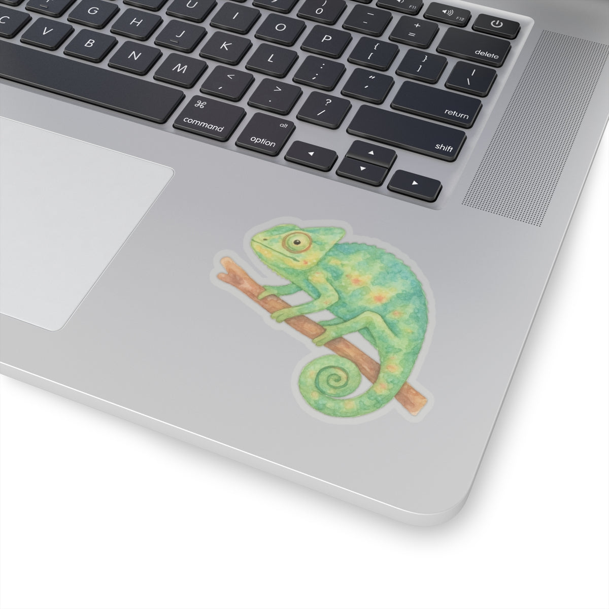 Chameleon Sticker Decal, Green Animal Reptile Watercolor Art Vinyl Laptop Cute Waterbottle Tumbler Car Waterproof Bumper Clear Die Cut Wall