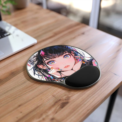 Anime Girl Mouse Pad With Wrist Rest, Computer Gaming Unique Desk Decorative Aesthetic Design Round Foam Ergonomic Mat Starcove Fashion