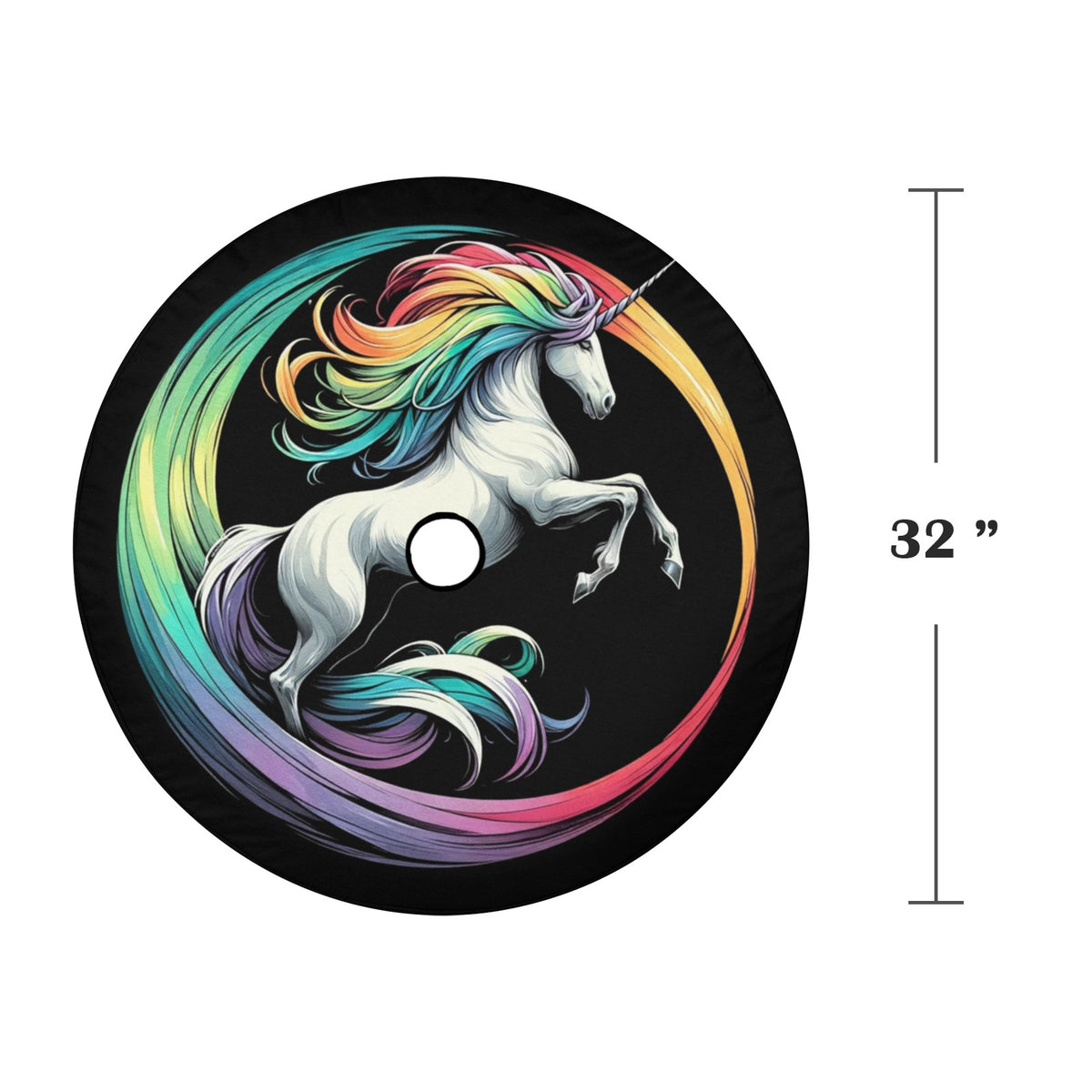 Unicorn Horse Spare Tire Cover, Rainbow Cool Backup Camera Hole Rear Spare Extra Wheel Unique RV Back Cars RV Men Women Trailer Campers - Starcove Fashion
