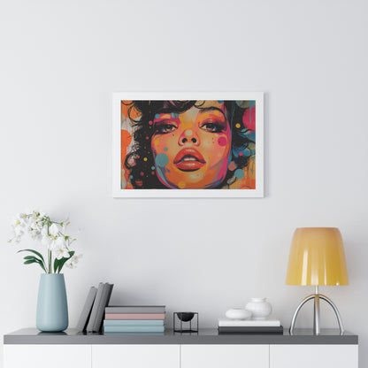 Pop Culture Art Poster and Frame, Woman Retro Vintage Print Wall Horizontal Black Framed Artwork Small Large Decor Paper 24x16 30x20