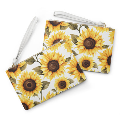 Sunflowers Clutch Wristlet Purse,  Yellow Flowers Floral Vegan Leather with Pocket Zipper Evening Modern Bag Strap Phone Wallet Women Starcove Fashion