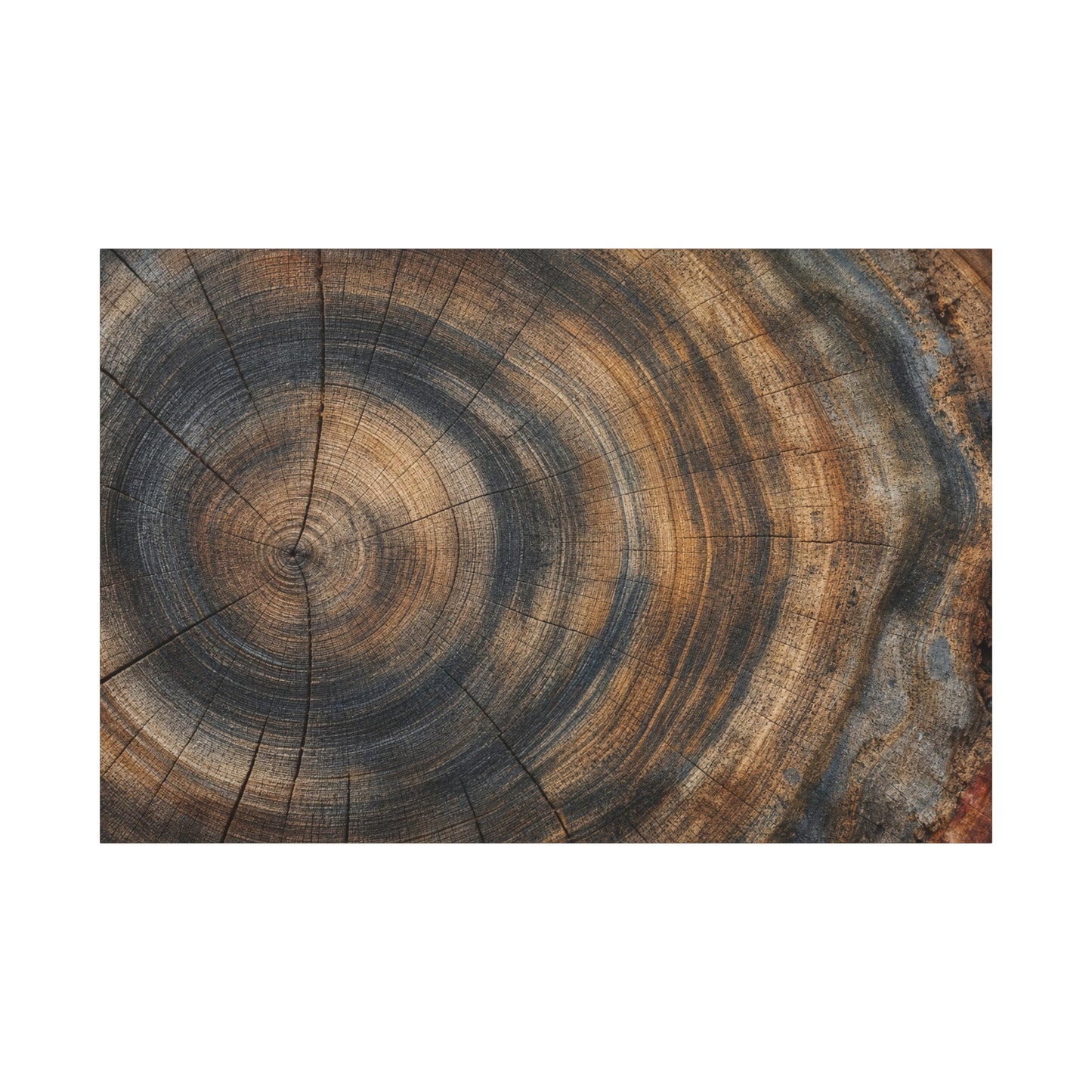 Tree Rings Canvas Gallery Wrap, Wood Farmhouse Nature Earth Watercolor Wall Art Print Decor Small Large Hanging Modern Landscape Living Room