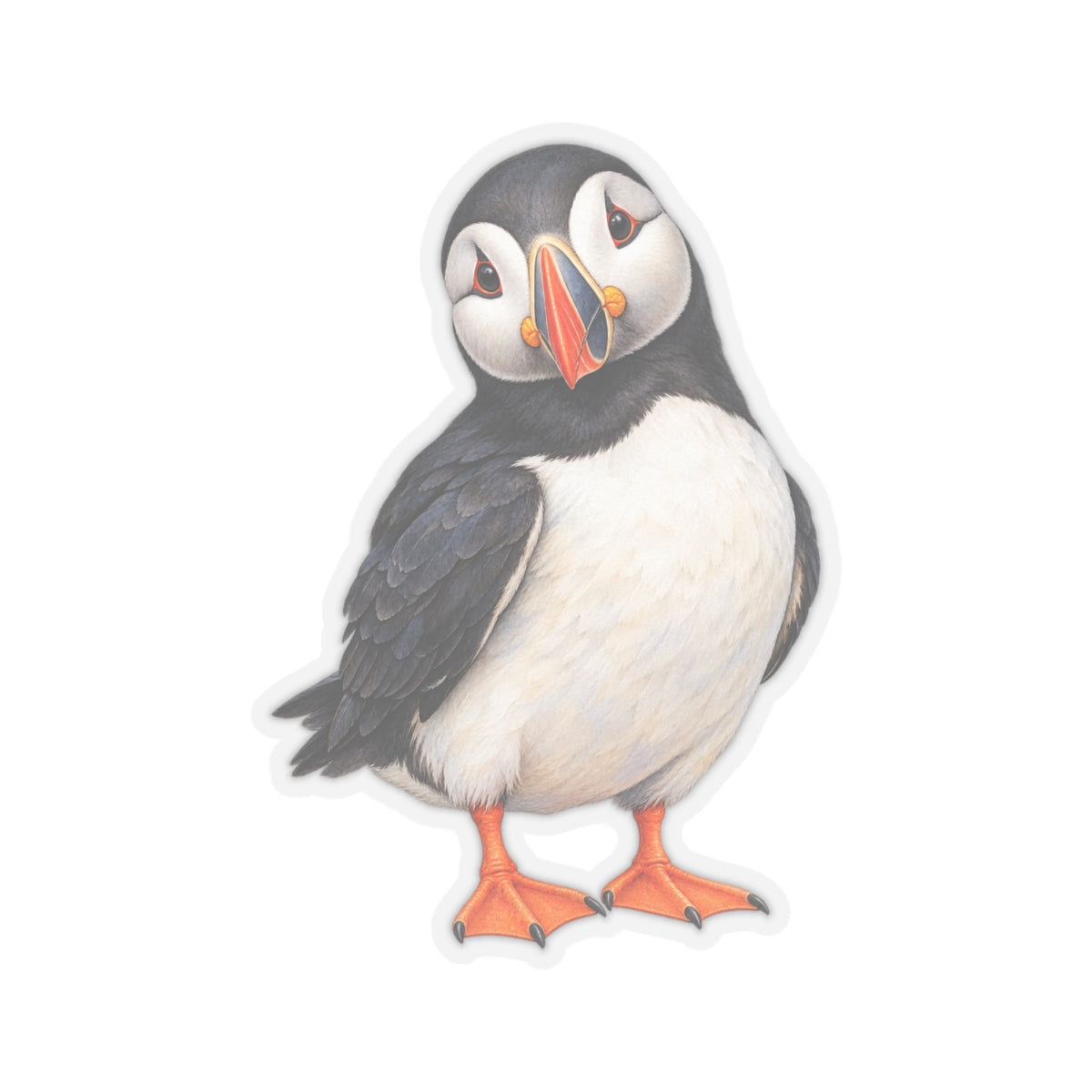 Atlantic Puffin Sticker Decal, Bird Seabird Watercolor Art Vinyl Laptop Cute Waterbottle Tumbler Car Waterproof Bumper 4x4 Clear Die Cut