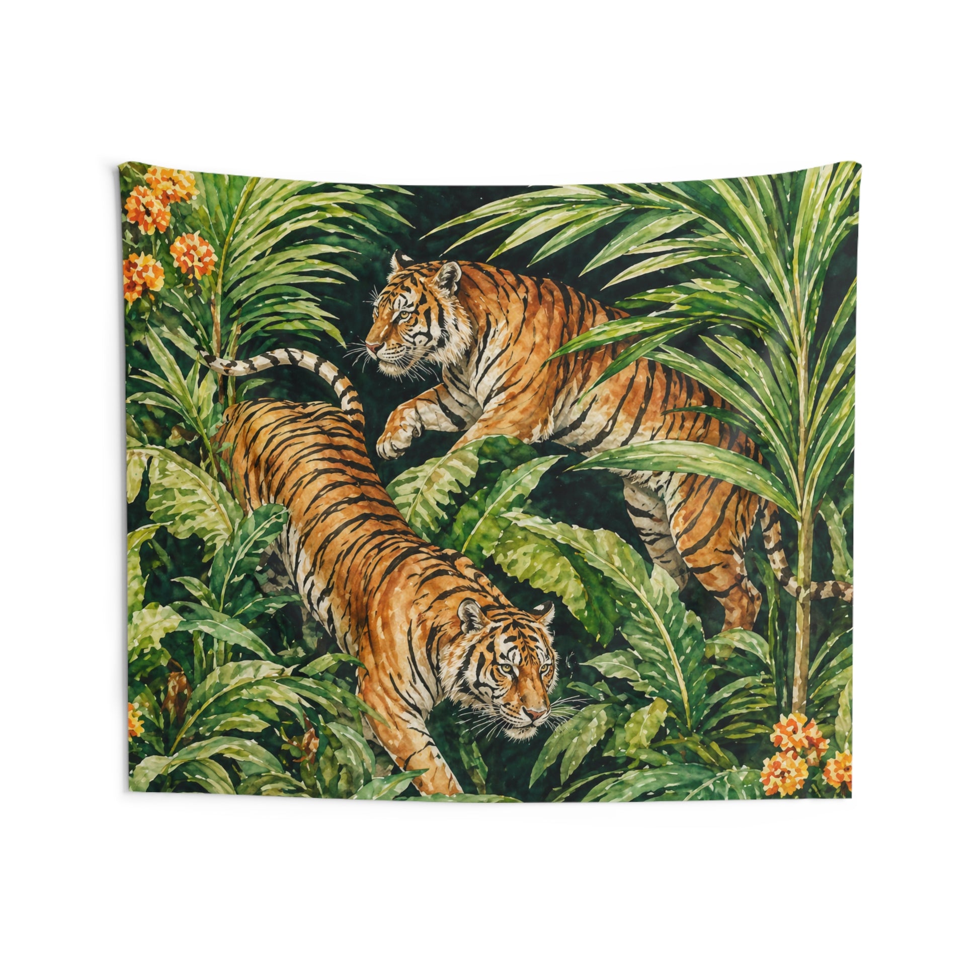 Bengal Tiger Tapestry, Jungle Green Foliage Wall Art Hanging Cool Unique Landscape Aesthetic Large Small Decor Bedroom College Dorm Room - Starcove Fashion