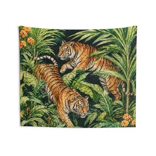 Bengal Tiger Tapestry, Jungle Green Foliage Wall Art Hanging Cool Unique Landscape Aesthetic Large Small Decor Bedroom College Dorm Room - Starcove Fashion