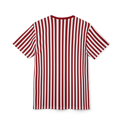 Red White Striped Tshirt, Vertical Bordeaux Stripe Designer Aesthetic Lightweight Heavyweight Crewneck Men Women Tee Top Short Sleeve Shirt