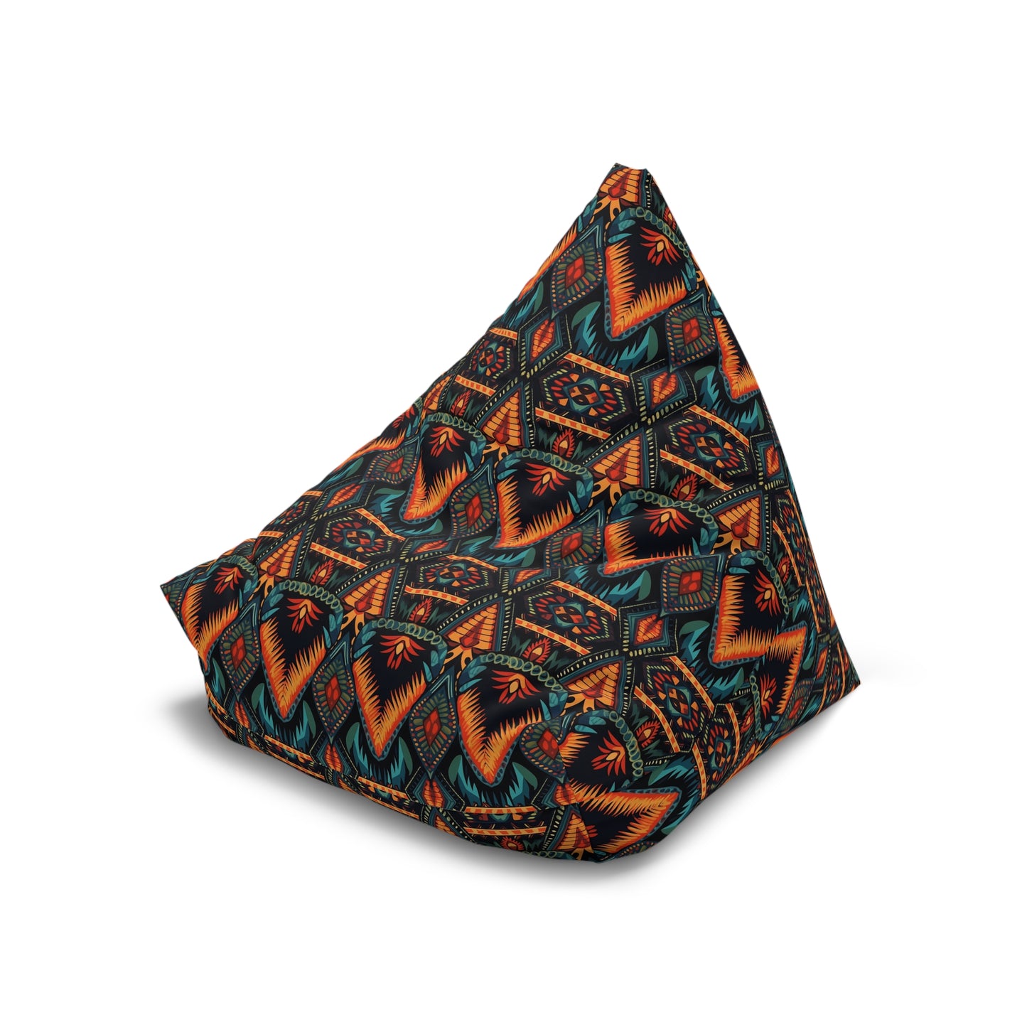 Boho Retro Bean Bag Chair Cover, Vintage Bohemian Washable Triangle Small Large Adult Children Kids Sofa Apartment Dorm Decor Unfilled Sack