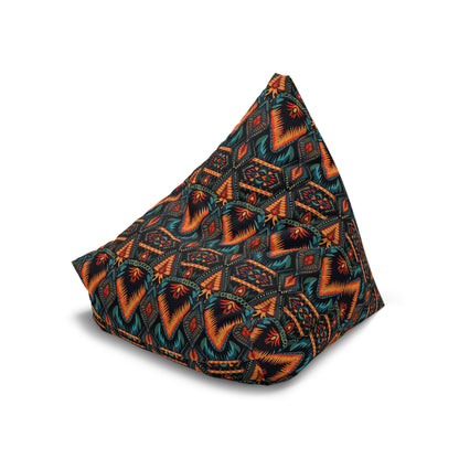 Boho Retro Bean Bag Chair Cover, Vintage Bohemian Washable Triangle Small Large Adult Children Kids Sofa Apartment Dorm Decor Unfilled Sack