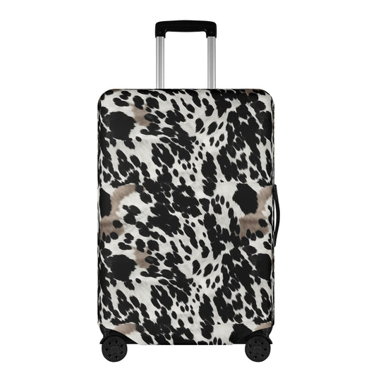 Cow Print Luggage Cover, Black White Brown Animal Suitcase Protector Hard Carry On Bag Washable Wrap Large Small Travel Aesthetic Gift Starcove Fashion