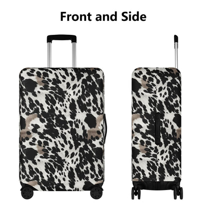 Cow Print Luggage Cover, Black White Brown Animal Suitcase Protector Hard Carry On Bag Washable Wrap Large Small Travel Aesthetic Gift
