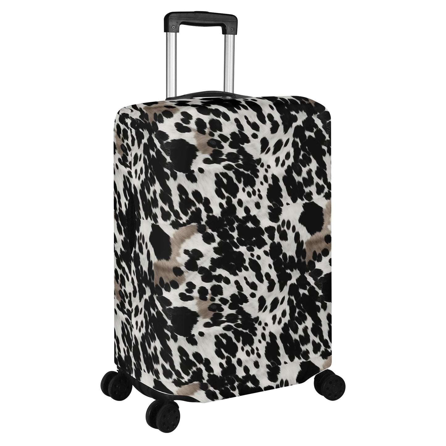 Cow Print Luggage Cover, Black White Brown Animal Suitcase Protector Hard Carry On Bag Washable Wrap Large Small Travel Aesthetic Gift