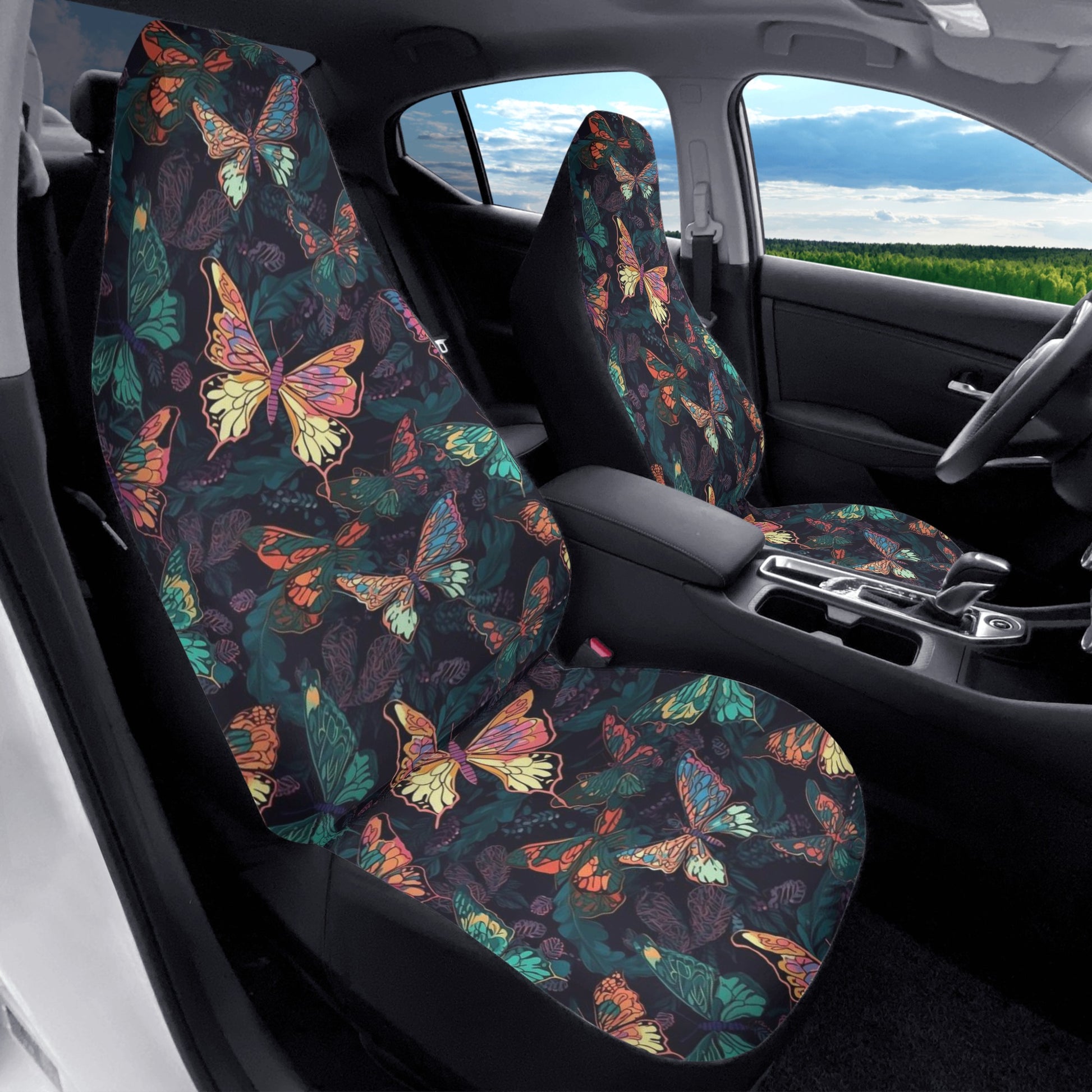 Monarch Butterfly Car Seat Covers (2 pcs), Pattern Front Seat Dog Vehicle SUV Universal Protector Accessory Men Women Starcove Fashion
