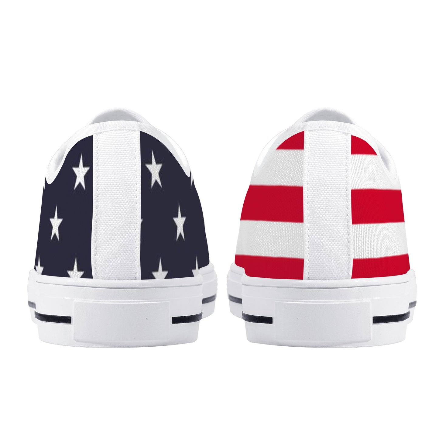 American Flag Women Shoes, Stars Stripes Red White Blue Patriotic USA Sneakers Canvas White Low Top Lace Up Girls Aesthetic Flat Shoes