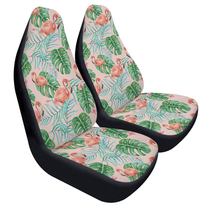 Pink Flamingo Car Seat Covers (2 pcs), Tropical Green Pattern Cute Front Seat Dog Vehicle SUV Universal Protector Accessory Men Women Starcove Fashion