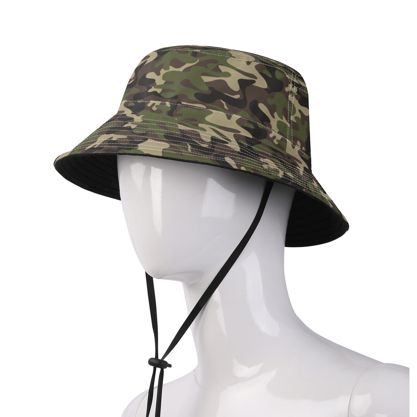Camo Bucket Hat with String, Camouflage Green Army Retro Vintage Summer Festival Cute Women Men Golf Designer Beach Sun Shade Y2K Starcove Fashion